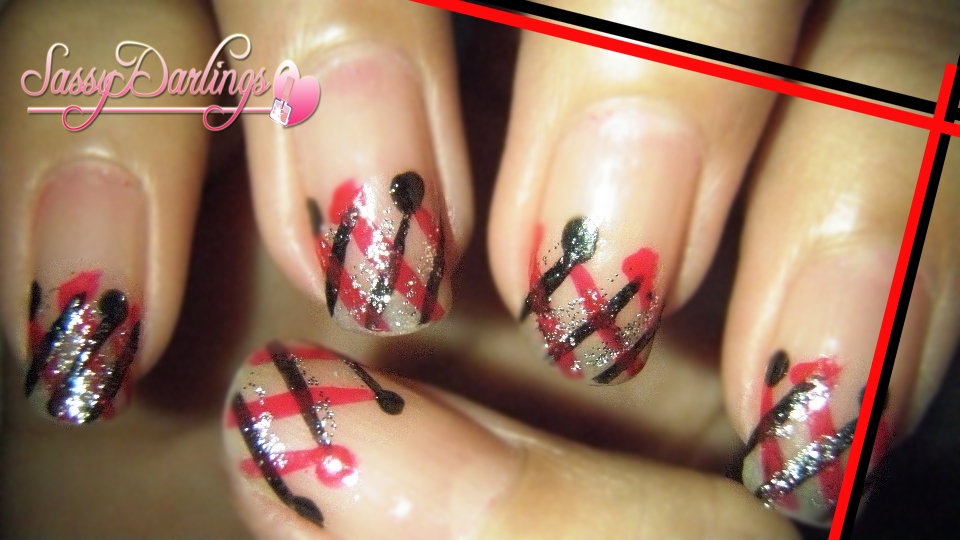 Daily Nails ~ Red and Black Stripes